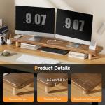 Extra Long Wooden Dual Monitor Stand with Storage