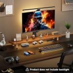 Extra Long Wooden Dual Monitor Stand with Storage