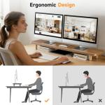 Extra Long Wooden Dual Monitor Stand with Storage
