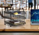3-Tier Stackable Desktop Document Organizer, Black