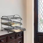 3-Tier Stackable Desktop Document Organizer, Black