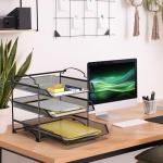 3-Tier Stackable Desktop Document Organizer, Black