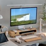 Bamboo Monitor Stand with Drawer and Organizer