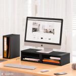 Black 2-Tier Stackable File Organizer and Monitor Stand