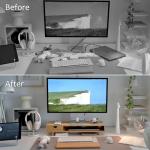 Bamboo Monitor Stand with Drawer and Organizer