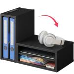 Black 2-Tier Stackable File Organizer and Monitor Stand