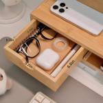 Bamboo Monitor Stand with Drawer and Organizer