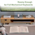 Bamboo Monitor Stand with Drawer and Organizer