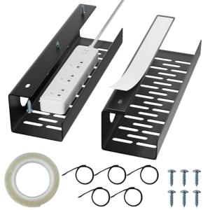 Under Desk Cable Management Tray Set - 2 Pcs