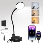 Dimmable 15W LED Desk Lamp with USB Charging