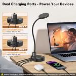 Dimmable 15W LED Desk Lamp with USB Charging