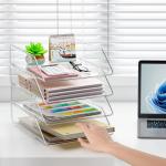 Clear Acrylic 4-Tier Paper Organizer for Desk
