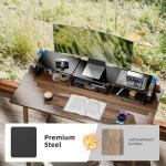 Dual Monitor Stand with Drawer and Pen Holders