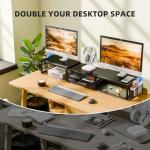 Dual Monitor Stand with Drawer and Pen Holders