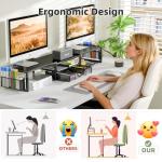 Dual Monitor Stand with Drawer and Pen Holders