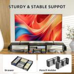 Dual Monitor Stand with Drawer and Pen Holders