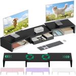 OPNICE Dual Monitor Stand with Drawer Organizer