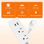Adjustable Power Strip with USB-C and AC Outlets
