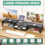 OPNICE Dual Monitor Stand with Drawer Organizer