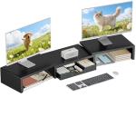 OPNICE Dual Monitor Stand with Drawer Organizer