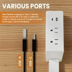 Adjustable Power Strip with USB-C and AC Outlets