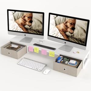 Mexin Dual Monitor Stand with Storage Drawers