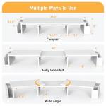 White Dual Monitor Stand with Storage Drawer