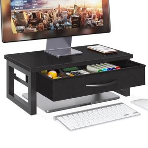 HEWORLIF Wood Monitor Stand with Organizer Drawer