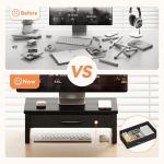HEWORLIF Wood Monitor Stand with Organizer Drawer