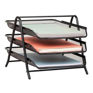 Mind Reader Metal Mesh 3-Tier Paper Tray