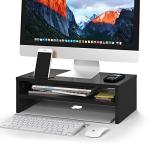 BONTEC 2-Tier Wooden Monitor Stand with Organizer