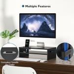 BONTEC 2-Tier Wooden Monitor Stand with Organizer