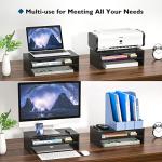 BONTEC 2-Tier Wooden Monitor Stand with Organizer