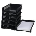 6 Pack Stackable Letter Trays - Black File Organizer
