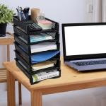 6 Pack Stackable Letter Trays - Black File Organizer