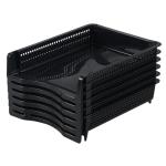 6 Pack Stackable Letter Trays - Black File Organizer
