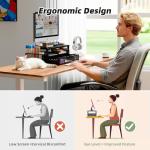 Black Desk Organizer with Monitor Stand and Drawer