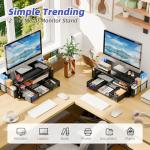 Black Desk Organizer with Monitor Stand and Drawer