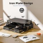 Black Desk Organizer with Monitor Stand and Drawer