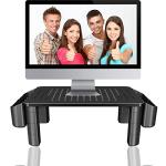 Pholiten Monitor Stand with Storage Drawer, Black