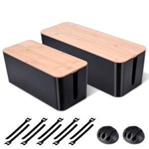 2 Pack Large Cord Organizer Box with Cover