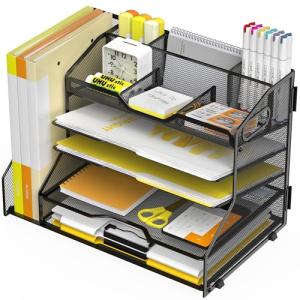 5-Tier Paper Tray Organizer with Adjustable Compartments