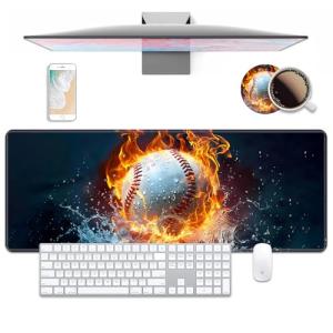 Large Baseball-Themed Desk Pad and Mousepad Set