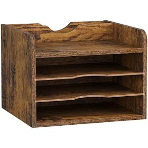 Rustic Wood Document Organizer with Adjustable Shelves
