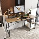 Dual Monitor Stand Riser with Drawer and Shelves