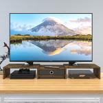 Dual Monitor Stand Riser with Drawer and Shelves