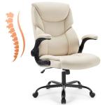 Beige Ergonomic Office Chair with Flip-up Arms