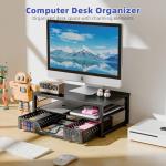 Stylish Black Desk Organizer with Monitor Stand