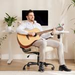 Beige Ergonomic Office Chair with Flip-up Arms