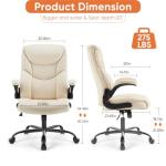 Beige Ergonomic Office Chair with Flip-up Arms